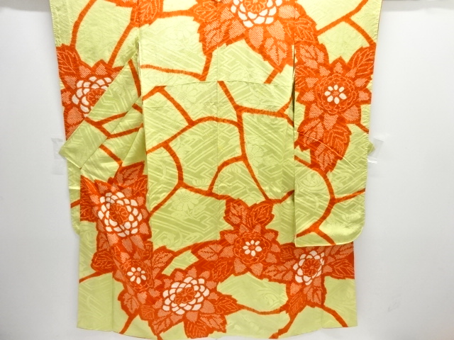 JAPANESE KIMONO / ANTIQUE FURISODE / SILK / SHIBORI / FLOWER